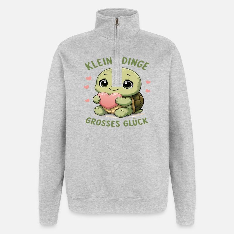 Kleines Glück Schildkröte - Quarter-Zip-Sweatshirt - Grau meliert