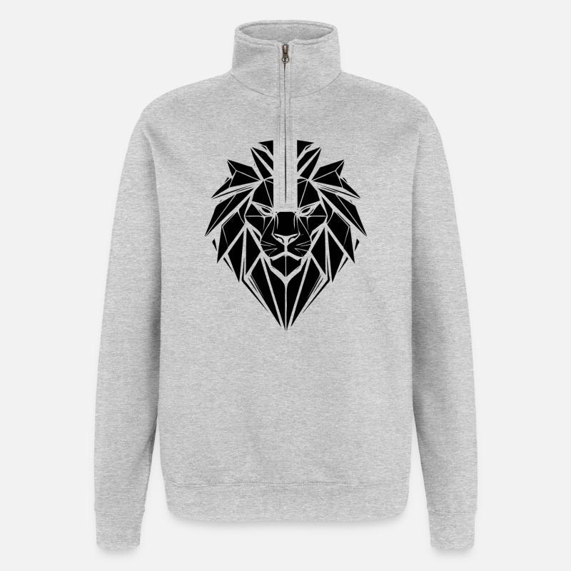 Lion Style – Strength & Pride - Leo - Quarter-Zip Sweatshirt - heather grey
