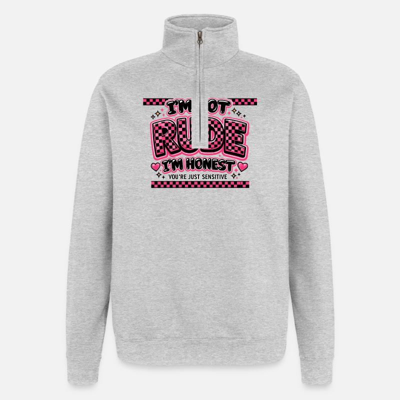I'm honest, not unfriendly sarcasm - Quarter-Zip Sweatshirt - heather grey