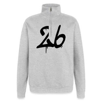 26 - Quarter-Zip-Sweatshirt - Grau meliert - Vorne - AI Model Female 172 light (172cm) & AI Model Male 178 dark (178cm)