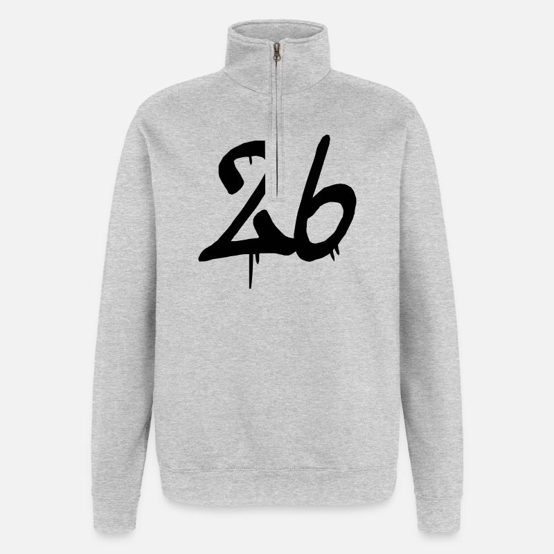 26 - Sweat à zip 1/4 - gris chiné