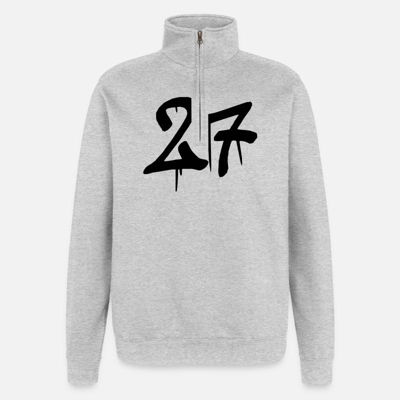 27 - Quarter-Zip-Sweatshirt - Grau meliert