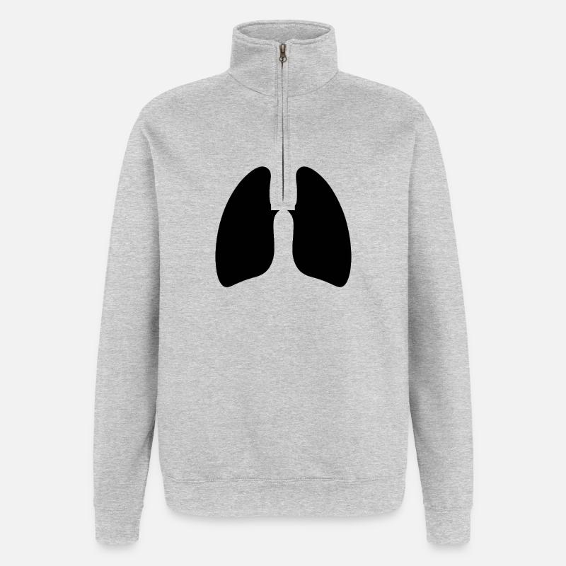 Lungs - Quarter-Zip Sweatshirt - heather grey