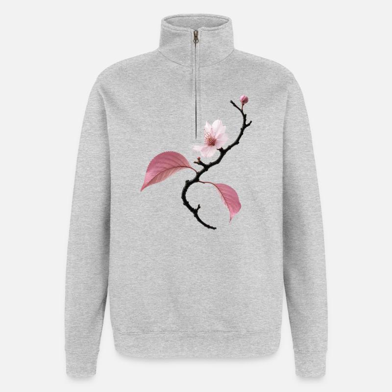 Delicate cherry blossom in ikebana style - Quarter-Zip Sweatshirt - heather grey