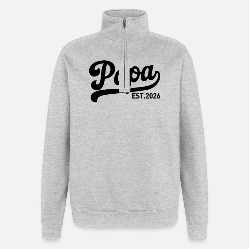 Papa EST 2026 Script Logo - Quarter-Zip Sweatshirt - heather grey