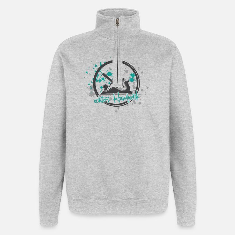 Schreiner Stolz grey-mint-small - Quarter-Zip Sweatshirt - heather grey