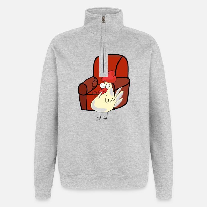 Feierabend Huhn Raucher Zigarette Pause - Quarter-Zip-Sweatshirt - Grau meliert