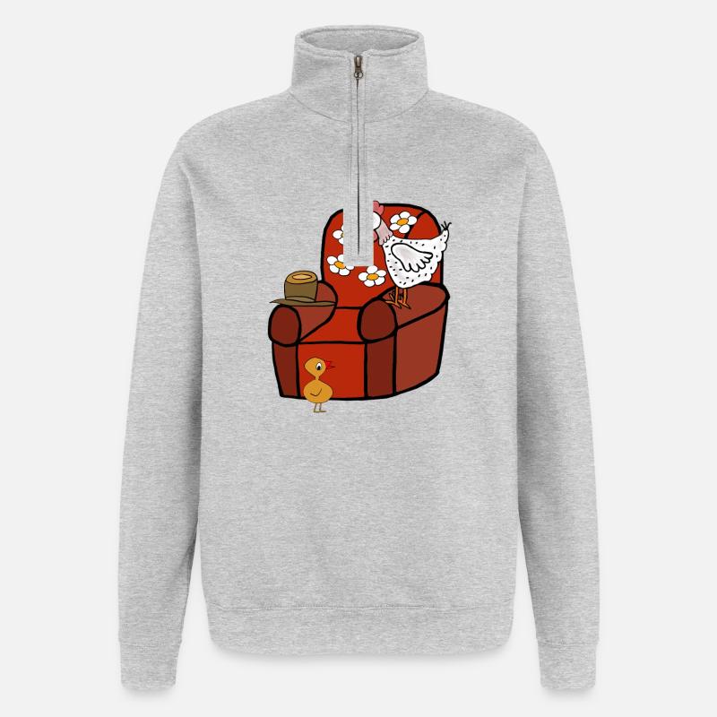 Poulets drôles après le travail - Sweat à zip 1/4 - gris chiné