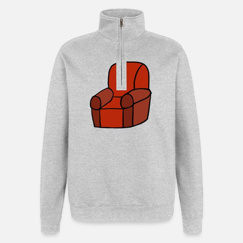 Silhouette de chaise longue rouge - Sweat à zip 1/4 - gris chiné