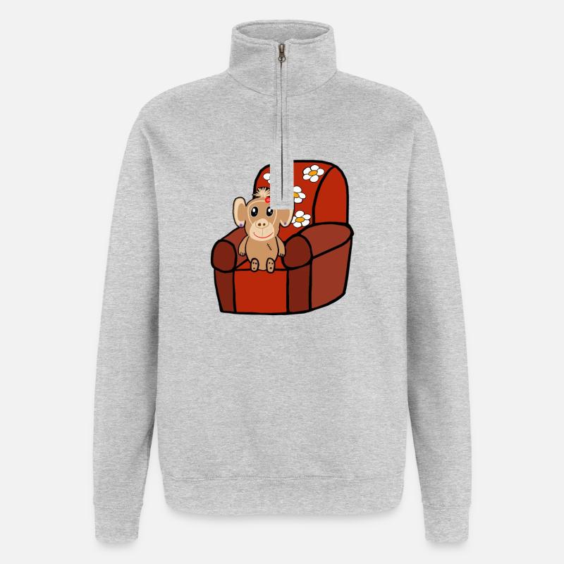 Cute Monkey Kids - Quarter-Zip Sweatshirt - heather grey