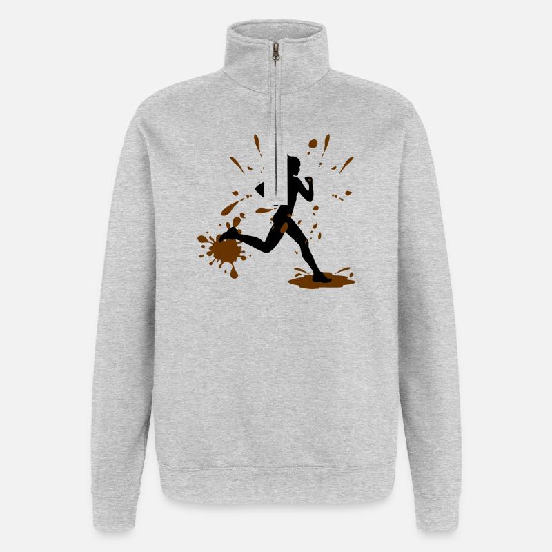 Mud Run Woman – Modder Runner Challenge - Quarter-Zip Sweatshirt - heather grey