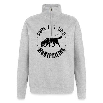Labrador Mantrailing Hundesport Hunde Labbi  - Quarter-Zip-Sweatshirt - Grau meliert - Vorne - AI Model Female 172 light (172cm) & AI Model Male 178 dark (178cm)