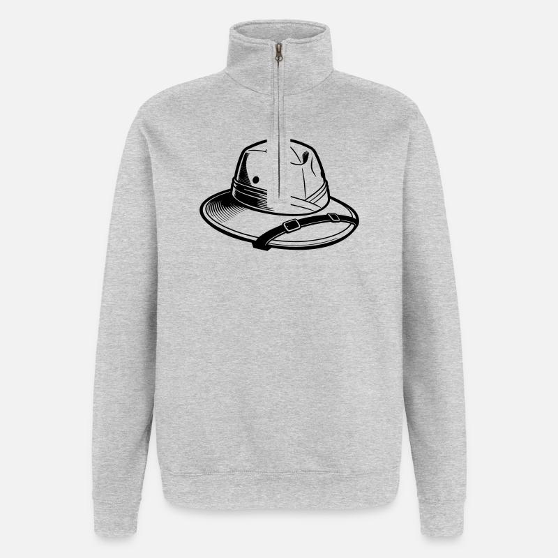Safari Hat - Quarter-Zip Sweatshirt - heather grey