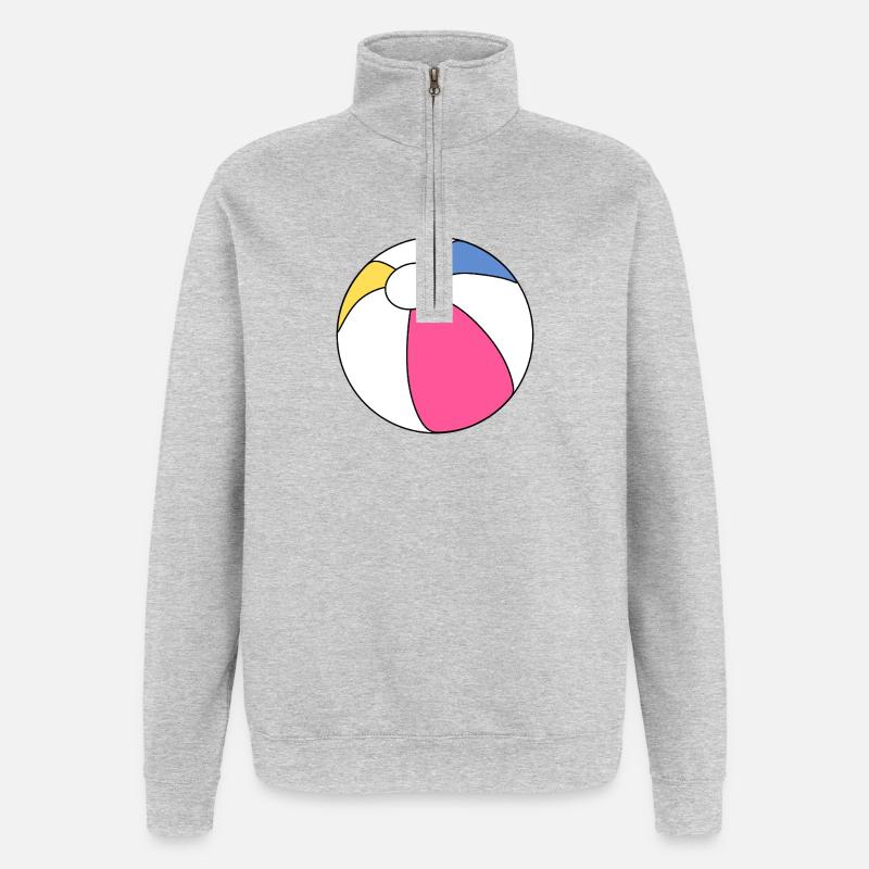 Lebendiger Strandball-Splash - Quarter-Zip-Sweatshirt - Grau meliert