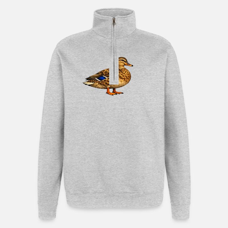 Canard colvert - Sweat à zip 1/4 - gris chiné