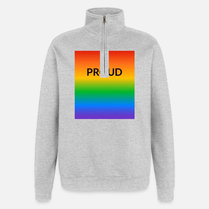 Proud Rainbow LGBT Pride - Quarter-Zip Sweatshirt - heather grey