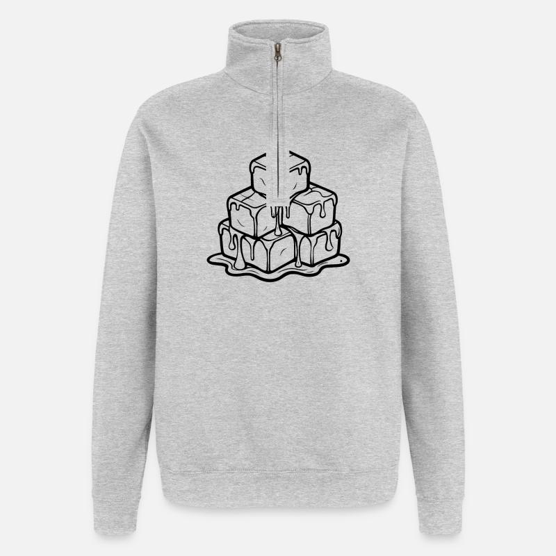 froid - Sweat à zip 1/4 - gris chiné
