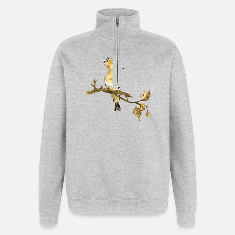 Bunter Vogel - Quarter-Zip-Sweatshirt - Grau meliert