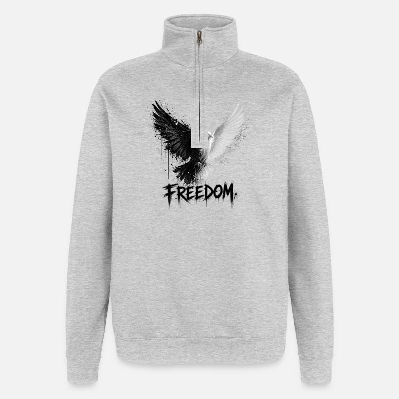 Dualité de la liberté - Sweat à zip 1/4 - gris chiné