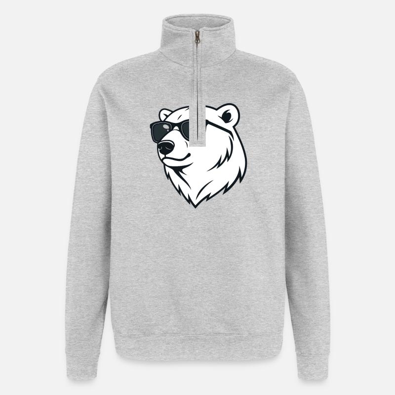Eisbär Dunkle Brille - Quarter-Zip-Sweatshirt - Grau meliert