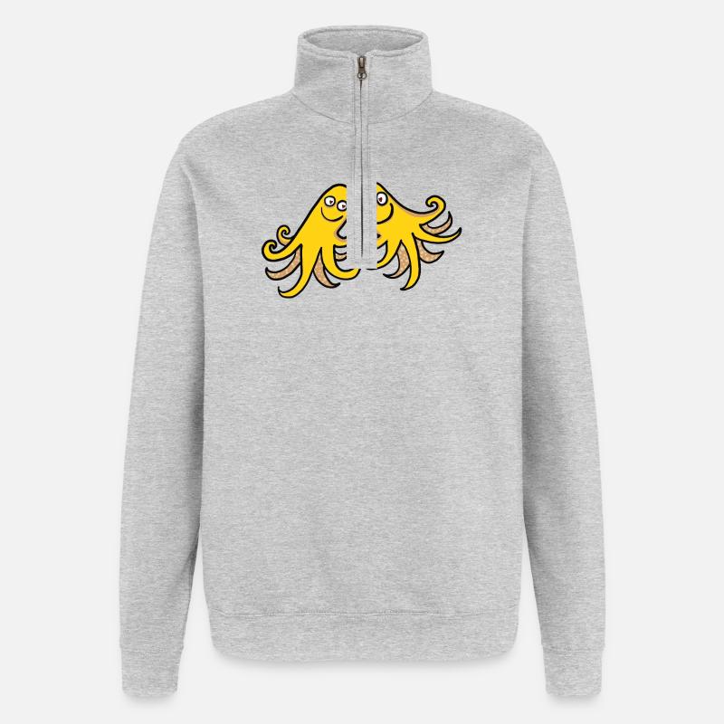 Pieuvres dansantes - Sweat à zip 1/4 - gris chiné