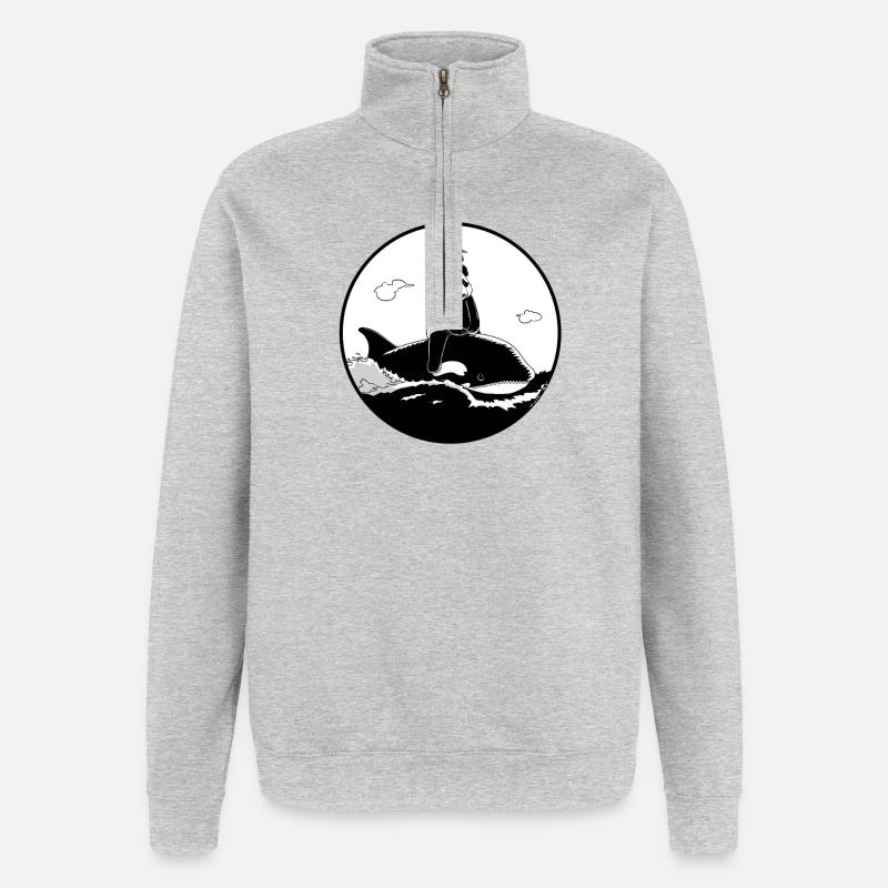 Odyssée en noir et blanc - Sweat à zip 1/4 - gris chiné