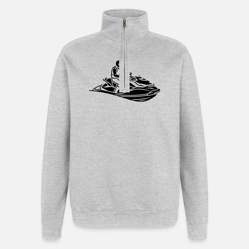 Embarcations - Sweat à zip 1/4 - gris chiné