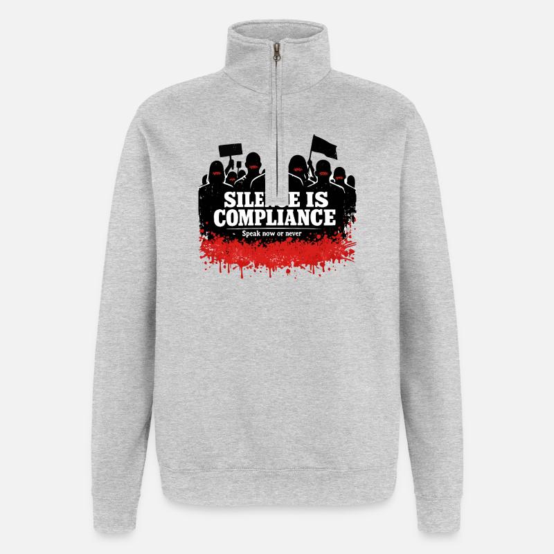 Silence is obedience – speak now - Quarter-Zip Sweatshirt - heather grey