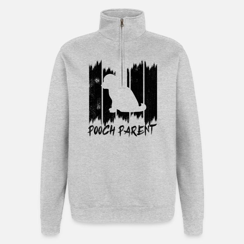 Parent chien - Sweat à zip 1/4 - gris chiné