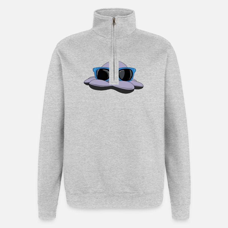 Sommerliche Krake - Quarter-Zip-Sweatshirt - Grau meliert