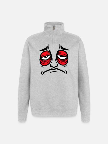 Grumpy sad disappointed face funny - Quarter-Zip Sweatshirt - heather grey