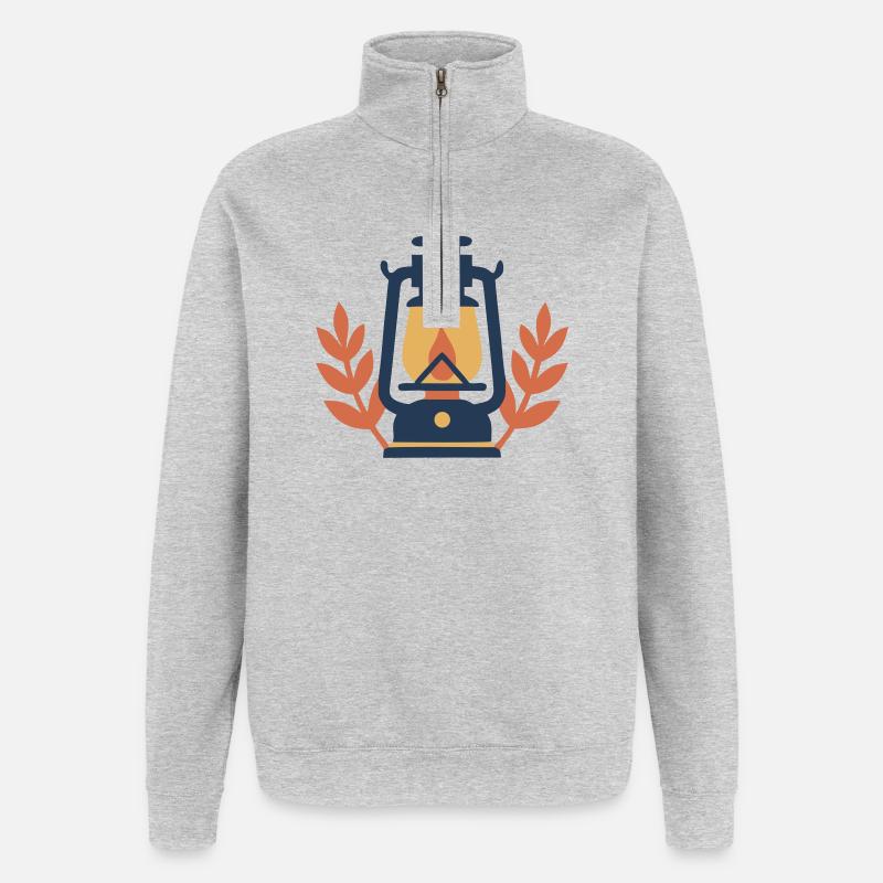 Camping Lantern Nature Forest - Quarter-Zip Sweatshirt - heather grey