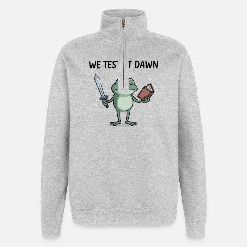 Frog Knight at Dawn - Quarter-Zip Sweatshirt - heather grey