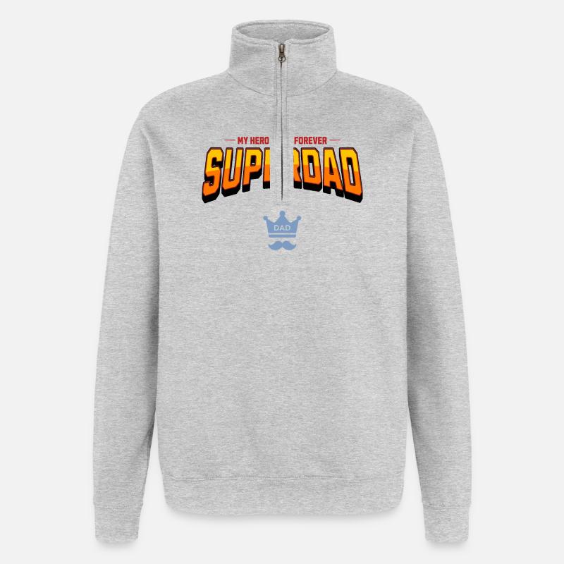 Superpapa - Sweat à zip 1/4 - gris chiné