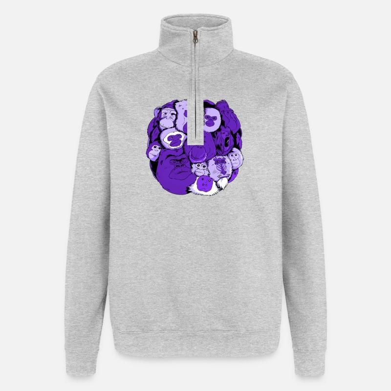 Monkey Ball - Sweat à zip 1/4 - gris chiné
