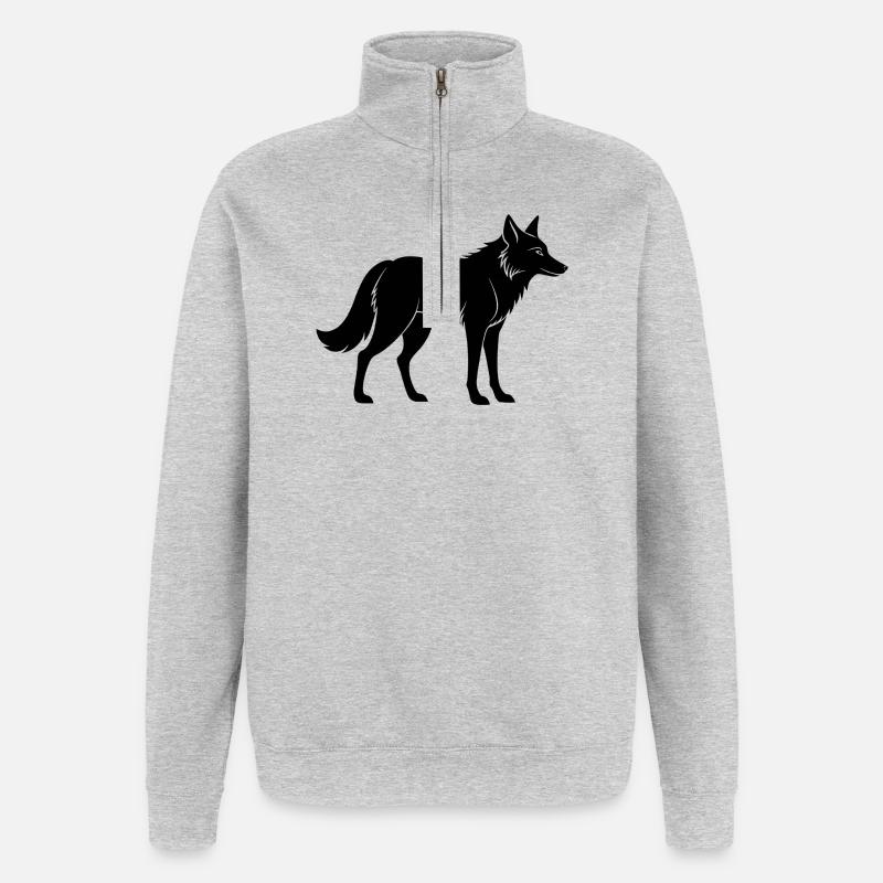 Kojote - Quarter-Zip-Sweatshirt - Grau meliert