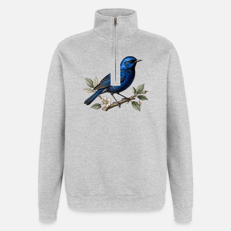 Oiseau bleu Mérion splendide (Malurus splendens) - Sweat à zip 1/4 - gris chiné