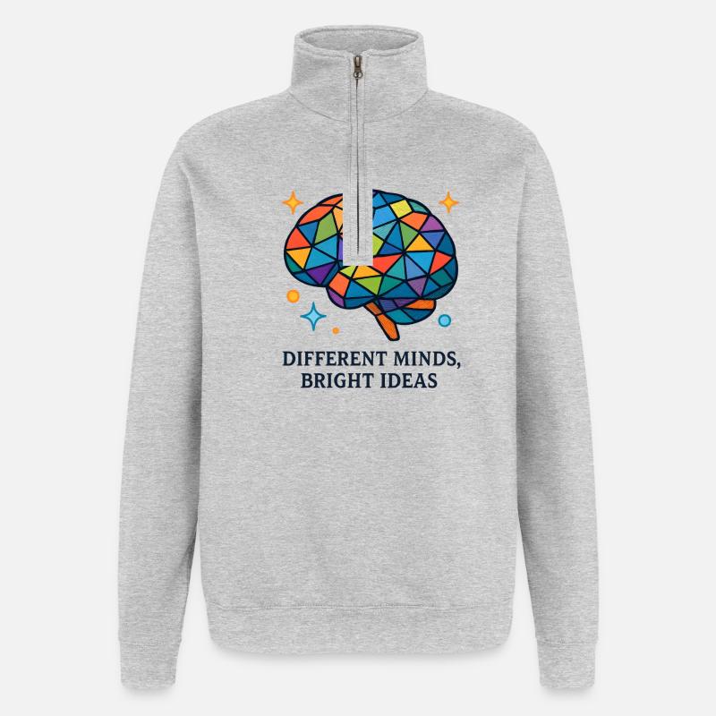 Mosaic Brain: Multiple Ideas - Quarter-Zip Sweatshirt - heather grey