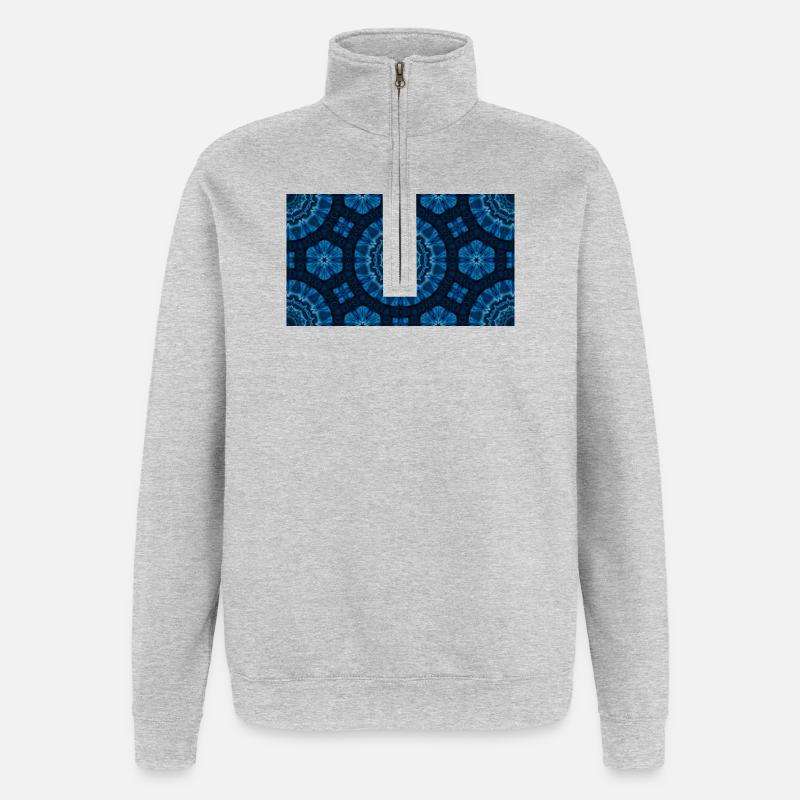 Azure Mandala Kaleidoscope - Sweat à zip 1/4 - gris chiné