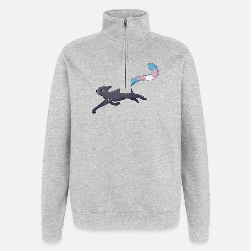 Cute cat trans pride - Quarter-Zip Sweatshirt - heather grey
