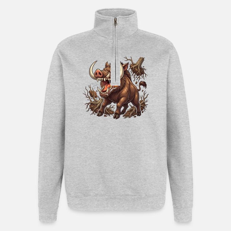 Firestorm Boar - Quarter-Zip Sweatshirt - heather grey