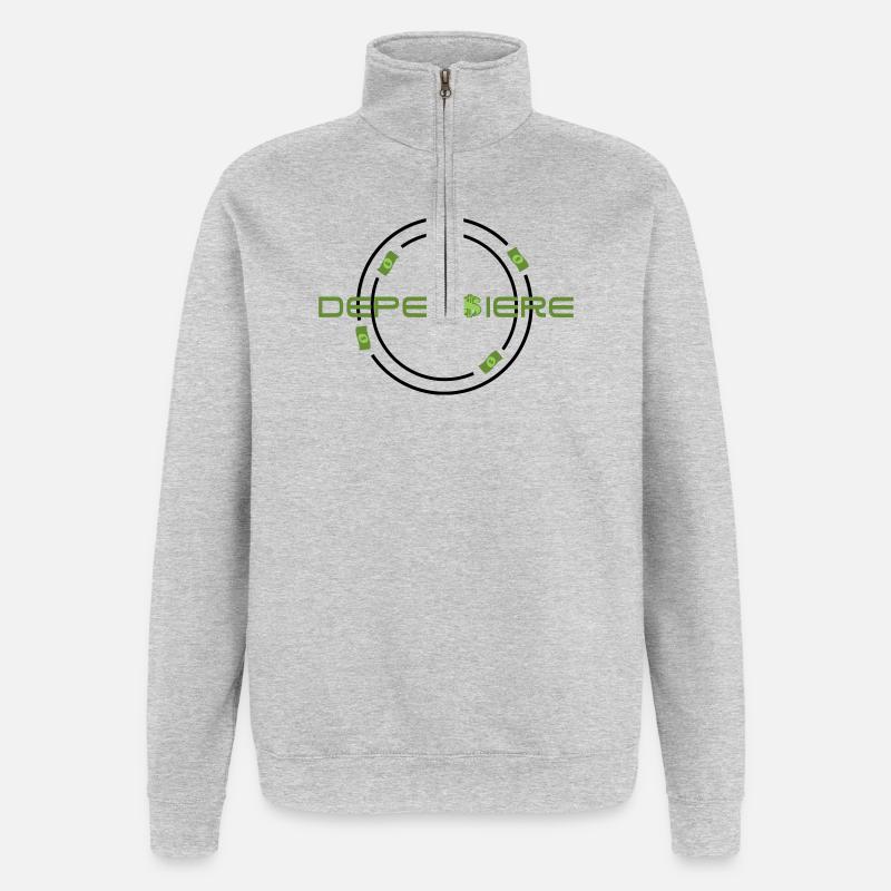 Depensière  - Sweat à zip 1/4 - gris chiné