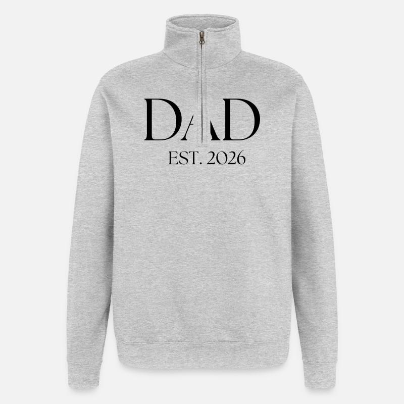 Papa bientôt - Sweat à zip 1/4 - gris chiné