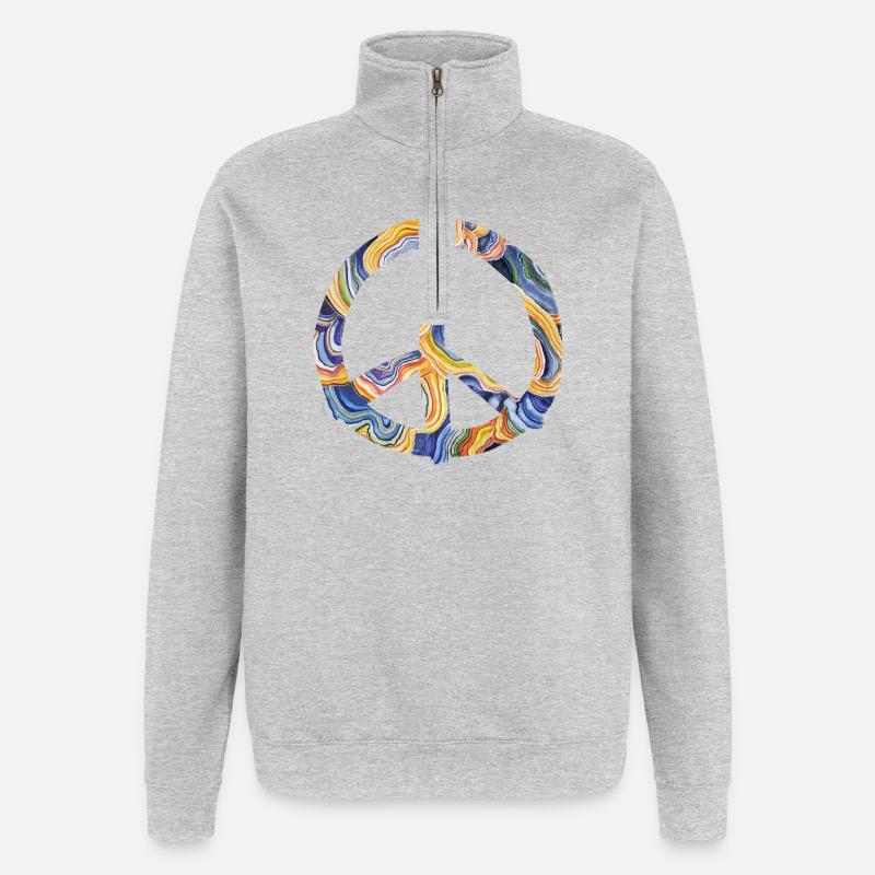 Rainbow Peace Symbol - Quarter-Zip Sweatshirt - heather grey