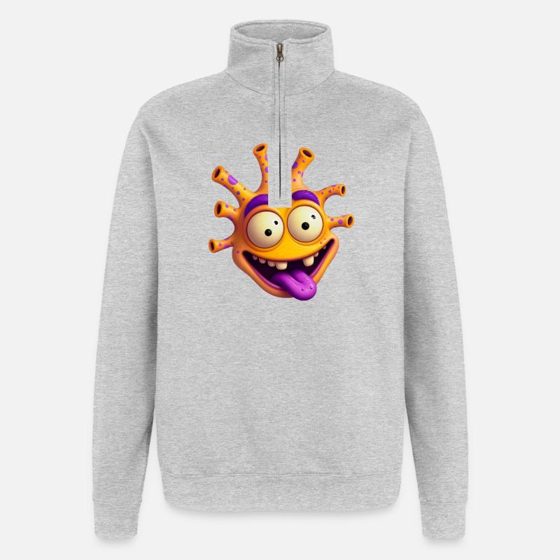 Crazy Sun Monster - Quarter-Zip Sweatshirt - heather grey