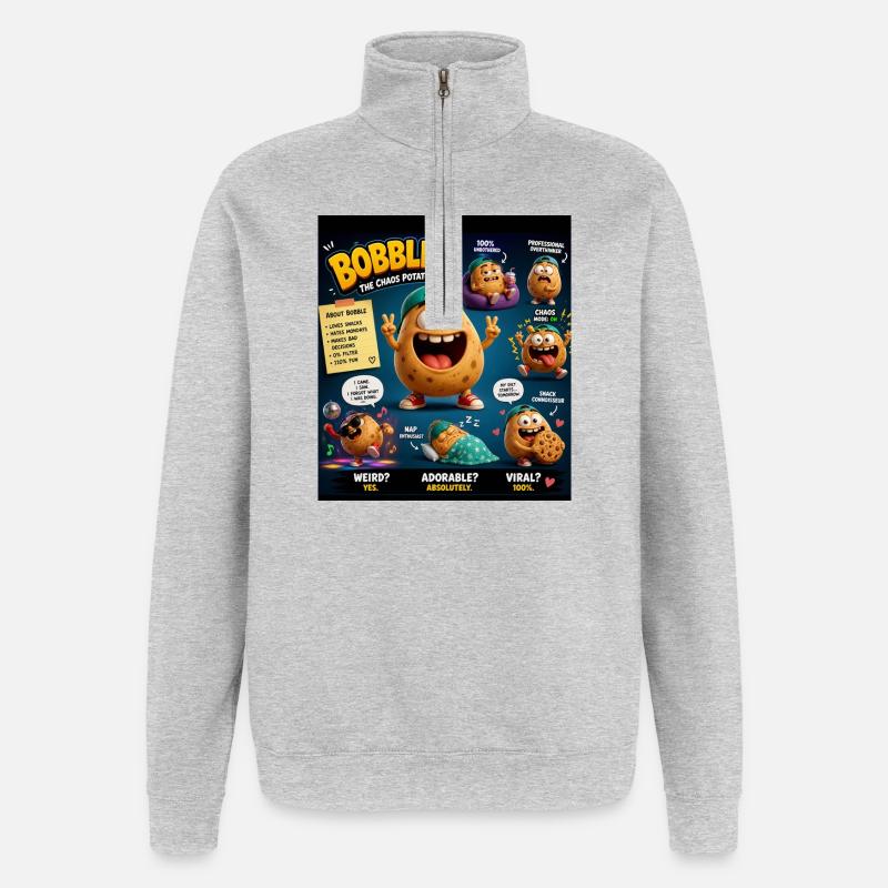 Bobble la Patate du Chaos - Sweat à zip 1/4 - gris chiné