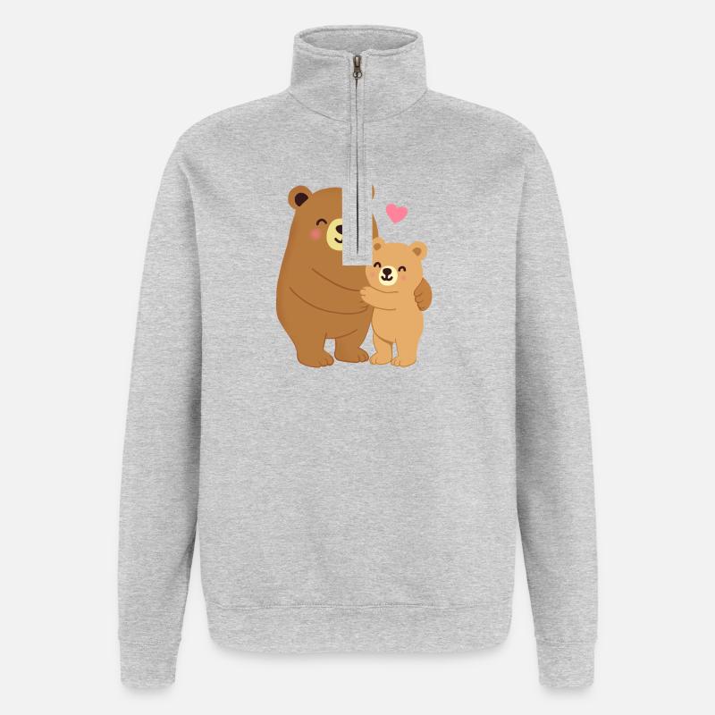 Câlin d’ours - Sweat à zip 1/4 - gris chiné