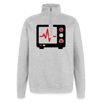 EKG Monitor Herzschlag Medizin - Quarter-Zip-Sweatshirt - Grau meliert - Vorne - AI Model Female 172 light (172cm) & AI Model Male 178 dark (178cm)