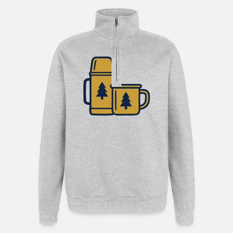 Thermos Mug Camping Forest - Quarter-Zip Sweatshirt - heather grey