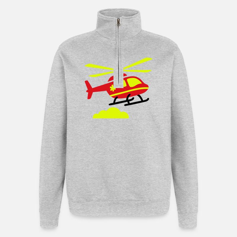 Rettungshubschrauber Notarzt - Quarter-Zip-Sweatshirt - Grau meliert